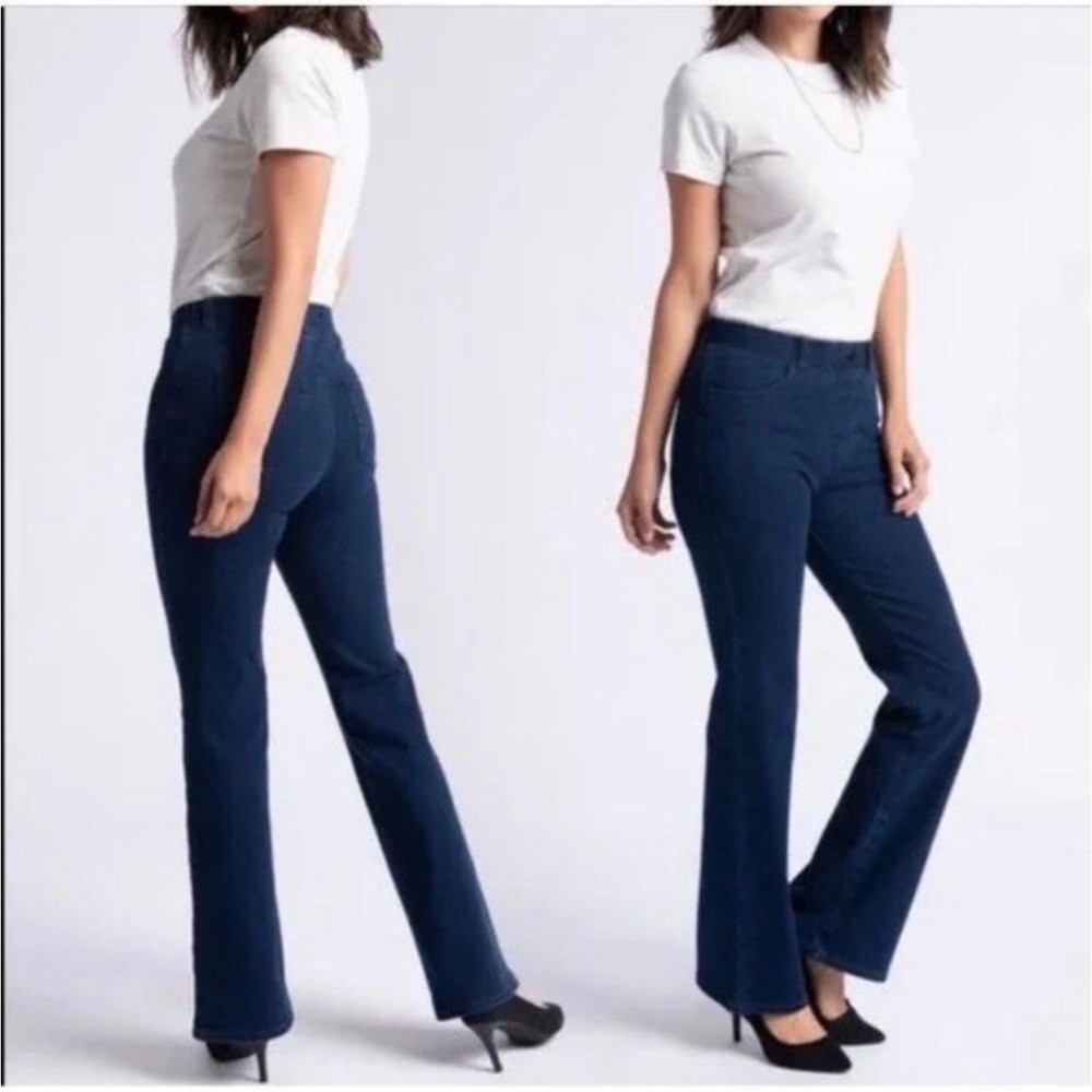 Betabrand Blue Indigo Yoga Denim Bootcut Jeans Size L Large Pull On W1544-LWV